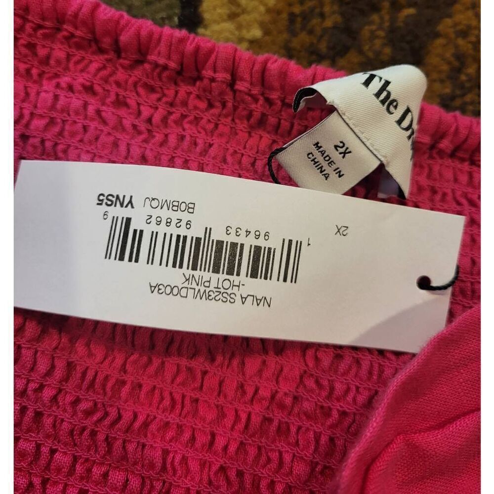 NWT The Drop Dress Women's Small Pink Nala Puff Sleeve Linen Mini Smocked - Picture 5 of 5